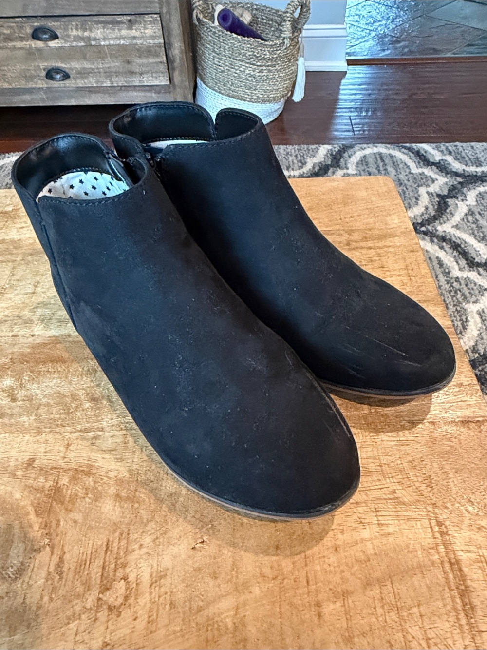 Girls cat and jack  Black Suede Ankle Booties - Classic Slip-On Style